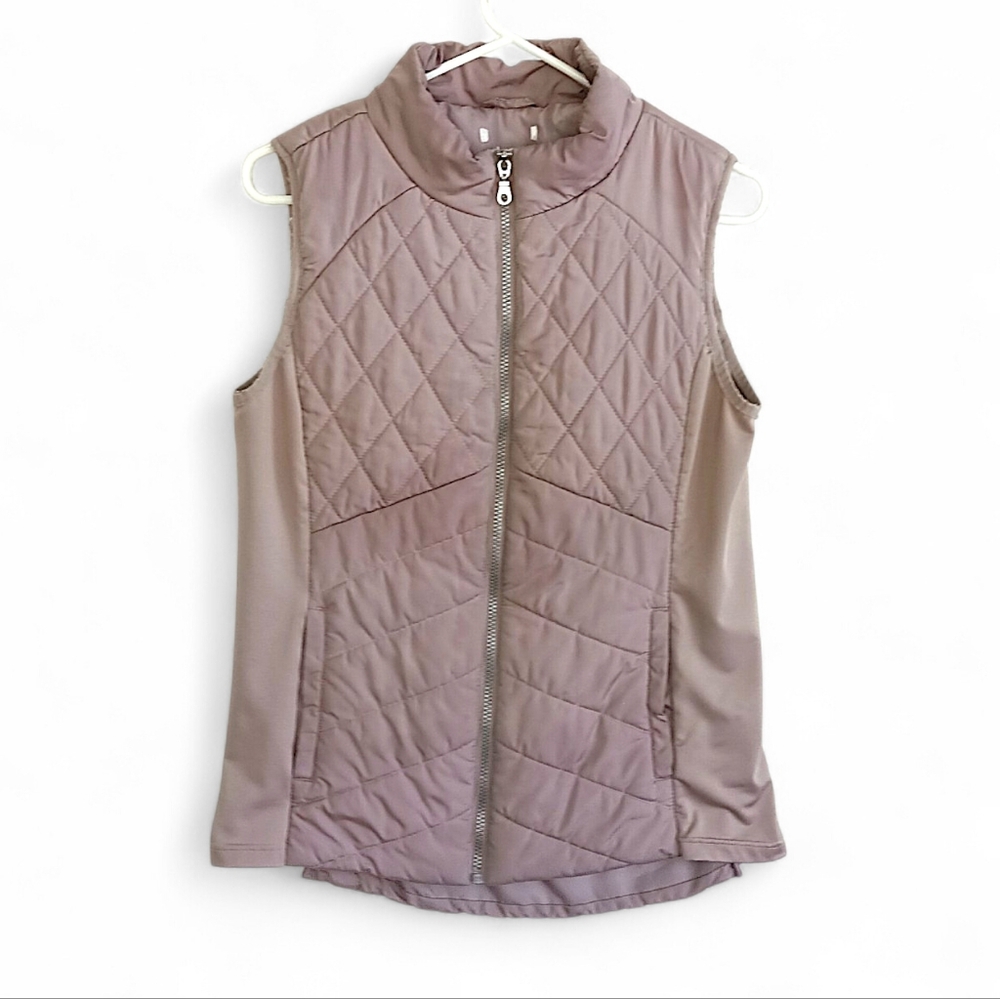 Quilted Silver Lilac Puffer Vest Stretchy Purple Activewear Outdoor Ski Snow MED